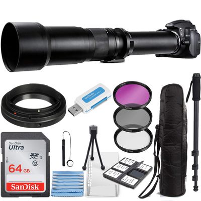 Commander Optics Super 650-1300mm f/8 Manual Telephoto Zoom Lens for Nikon F Mount Digital DSLR Cameras with T-Mount + Photo Essential Accessory Kit