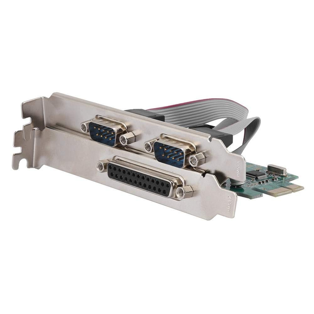 DualSerial 2 Port + 1 Parallel Port PCI Express Card, PCIe Serial Port, Parallel Port Combo Card PCI Express Card Compatible with 16C450/16C550 UART