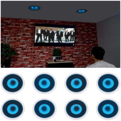 Rockville HC65B-LED 500-Watt 6.5-in 2-Way in-Ceiling Home Theater Speakers, Blue LED, Kevlar Cone, Swivel Tweeter, 8-Ohm, 4-Piece