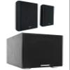 Rockville RockSlim Bundle: (2) 5.25 in 240-Watt Slim Home Theater Speakers with Wall Mount Brackets, Rock Shaker 8-in 400-Watt Powered Home Theater Subwoofer, Black, 3-Items view 1