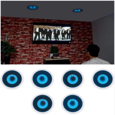 Rockville HC85B-LED 8-in 2-Way 700-Watt peak/240-Watt RMS 8-ohm in-Ceiling Home Theater Speakers, Blue LED Illumination, Kevlar Cone woofer, 6-Piece