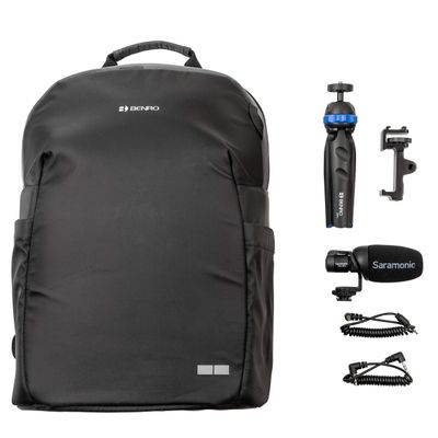 Saramonic Roadieographer Audio/Video YouTube Facebook Instagram Content Creation Kit for Musicians and Bands w/Backpack, Pocket Pod, Phone Clamp Condenser Microphone and Cables - Standard