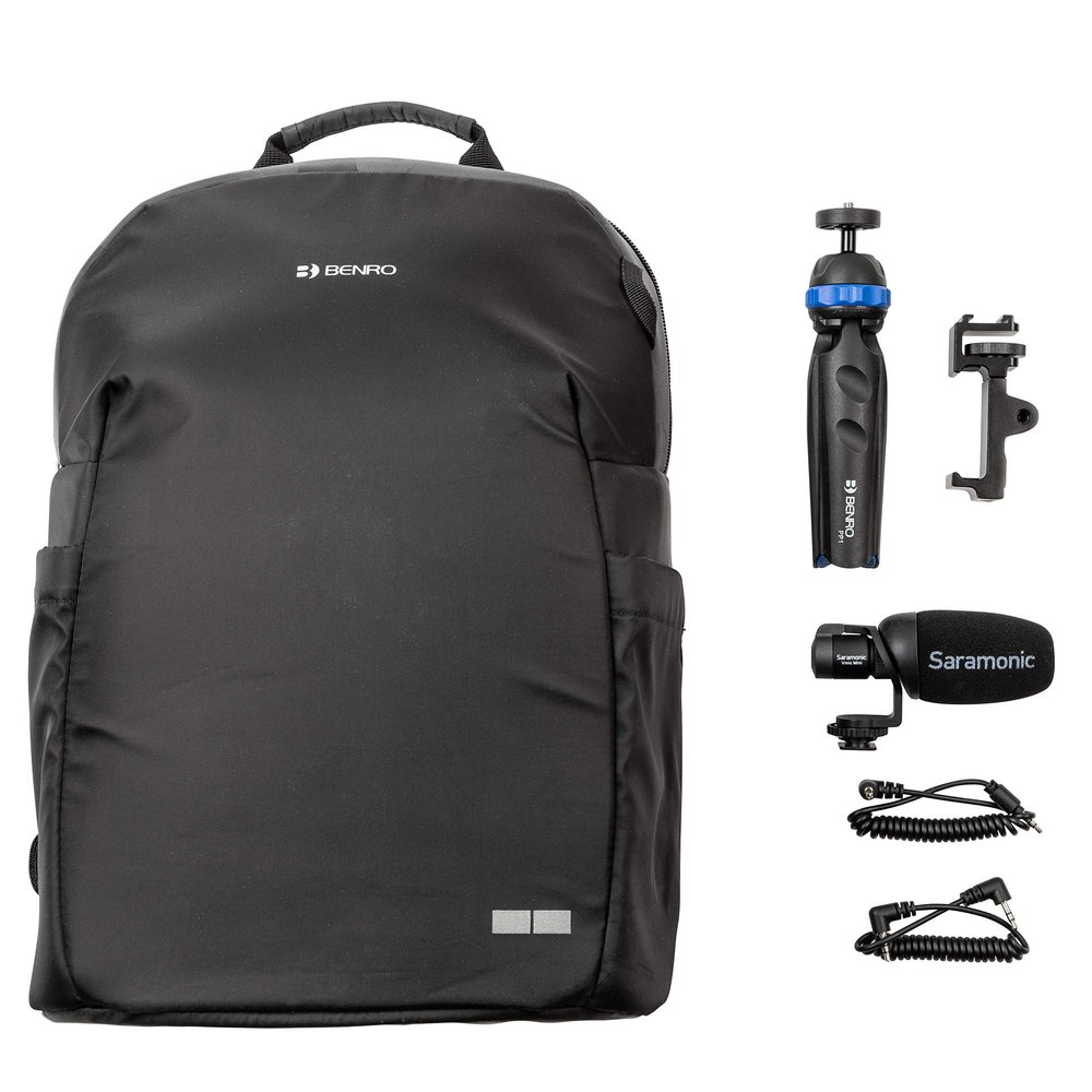 Saramonic Roadieographer Audio/Video YouTube Facebook Instagram Content Creation Kit for Musicians and Bands w/Backpack, Pocket Pod, Phone Clamp Condenser Microphone and Cables - Standard