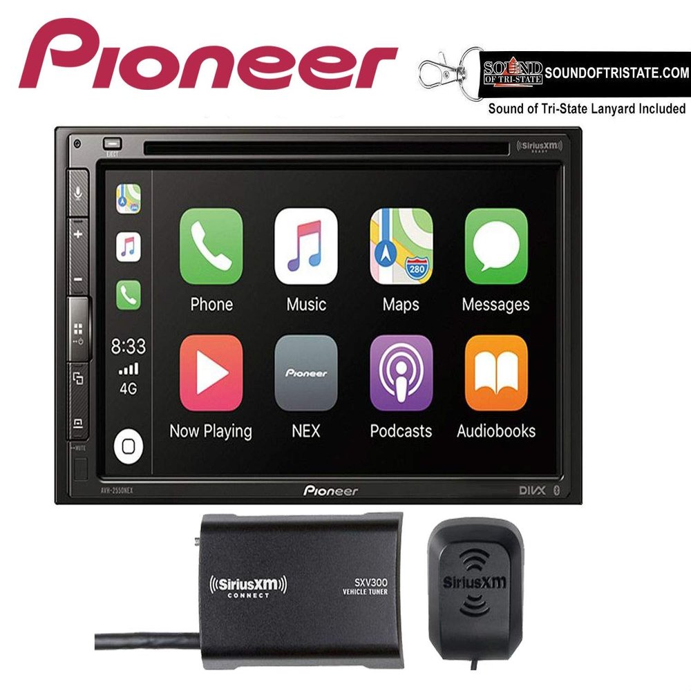 Pioneer AVH-2500NEX 7" DVD Receiver with Apple Carplay & Android Auto, Bluetooth with SiriusXM Tuner Bundle with Sound of Tri-State Lanyard