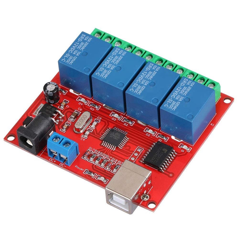 Diyeeni 4-Channel 12V USB Control Switch Relay Module, Relay Board Switch Controller, PC Relay Module Expansion Board, Relay Board for Automation
