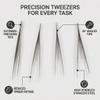 Serger Tweezers 4Pcs, Stainless Steel Precision Tweezers Set with Serrated Tips, Anti-Static ESD Safe, for Sewing, Craft, Electronics, Jewelry Making view 3