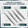 Serger Tweezers 4Pcs, Stainless Steel Precision Tweezers Set with Serrated Tips, Anti-Static ESD Safe, for Sewing, Craft, Electronics, Jewelry Making view 4