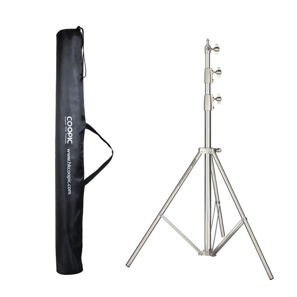100% Stainless Steel Photography Light Stand 110inch/9.2ft/280cm Heavy Duty with Buffer Spring and 1/4'' to 3/8 inch Universal Adapter Screw with Carry Bag for Strobe,Video Light,Ring Light, Softbox