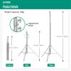 100% Stainless Steel Photography Light Stand 110inch/9.2ft/280cm Heavy Duty with Buffer Spring and 1/4'' to 3/8 inch Universal Adapter Screw with Carry Bag for Strobe,Video Light,Ring Light, Softbox view 2