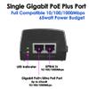 60W Gigabit PoE++ Injector - 10/100/1000Mbps, RJ45 Shielded, IEEE 802.3af/at/BT Compliant, PoE Switch Powerline Network Adapter for High Power Ethernet Devices, Up to 328ft view 2