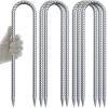 AAGUT Trampoline Stakes 12 Inch 6 Pack, 3/8 Inch Trampoline Tie Down Anchor Kit High Wind Heavy Duty, Galvanized Steel Trampolines Accessories U Shaped Ground Rebar Stakes for Soccer Goal, Swing Set view 1