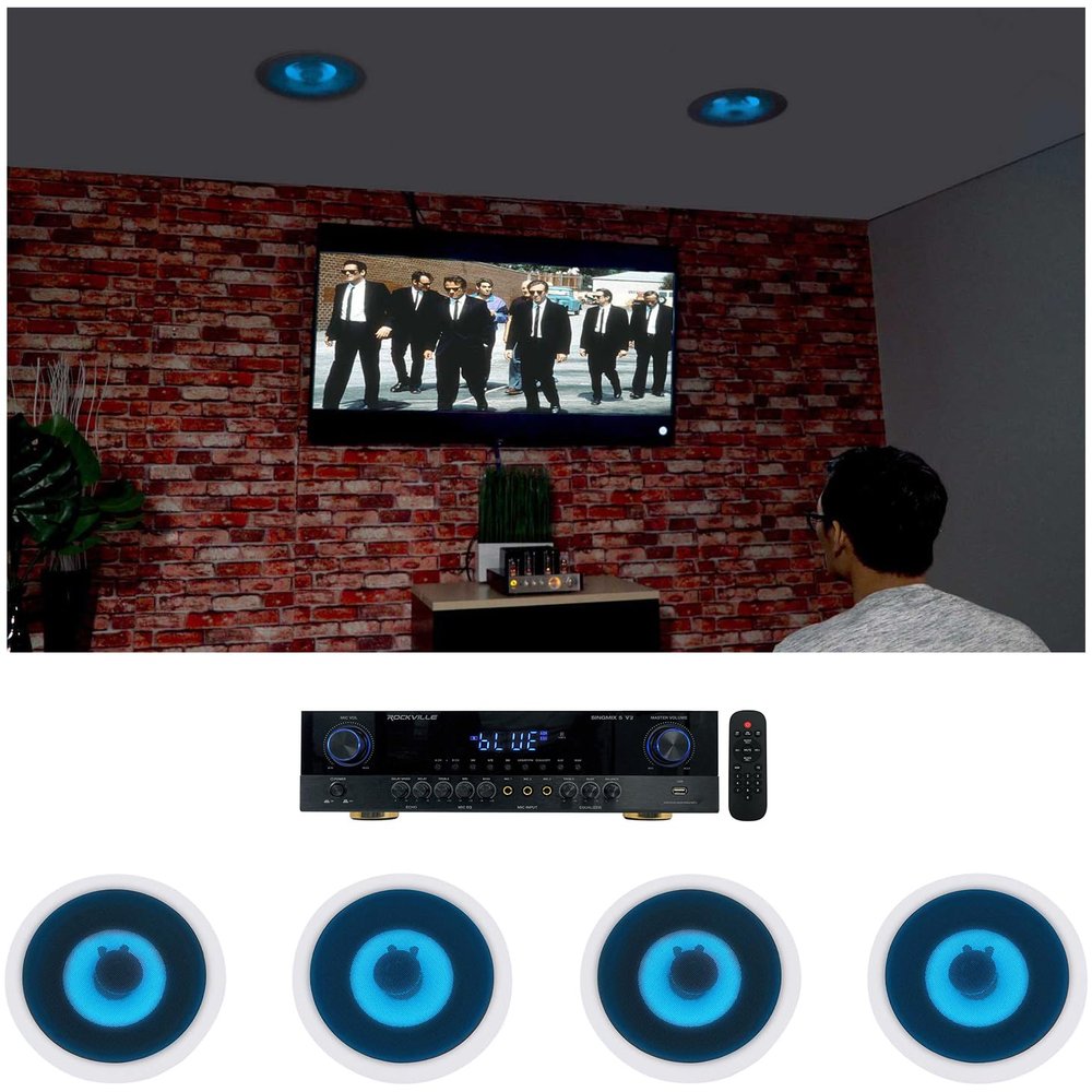 Rockville SINGMIX 5 V2 Karaoke Amplifier Bundle with HC65B-LED Speaker Pair
