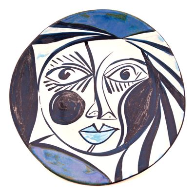Ceramic Wall Plate with Cubist Design, Picassian Style, Modern Art, Handmade and Handpainted. Exclusive Collection, Limited Production. 9,45" x 9,45" x 1,97"