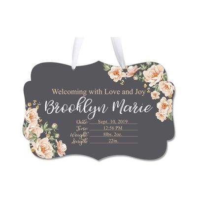LifeSong Milestones Personalized Birth Announcement Wall Decor for Boys and Girls Nursery or Bedroom Hanging Rope Sign Assortment 1-8 x 12 (Girl Joy and Love)