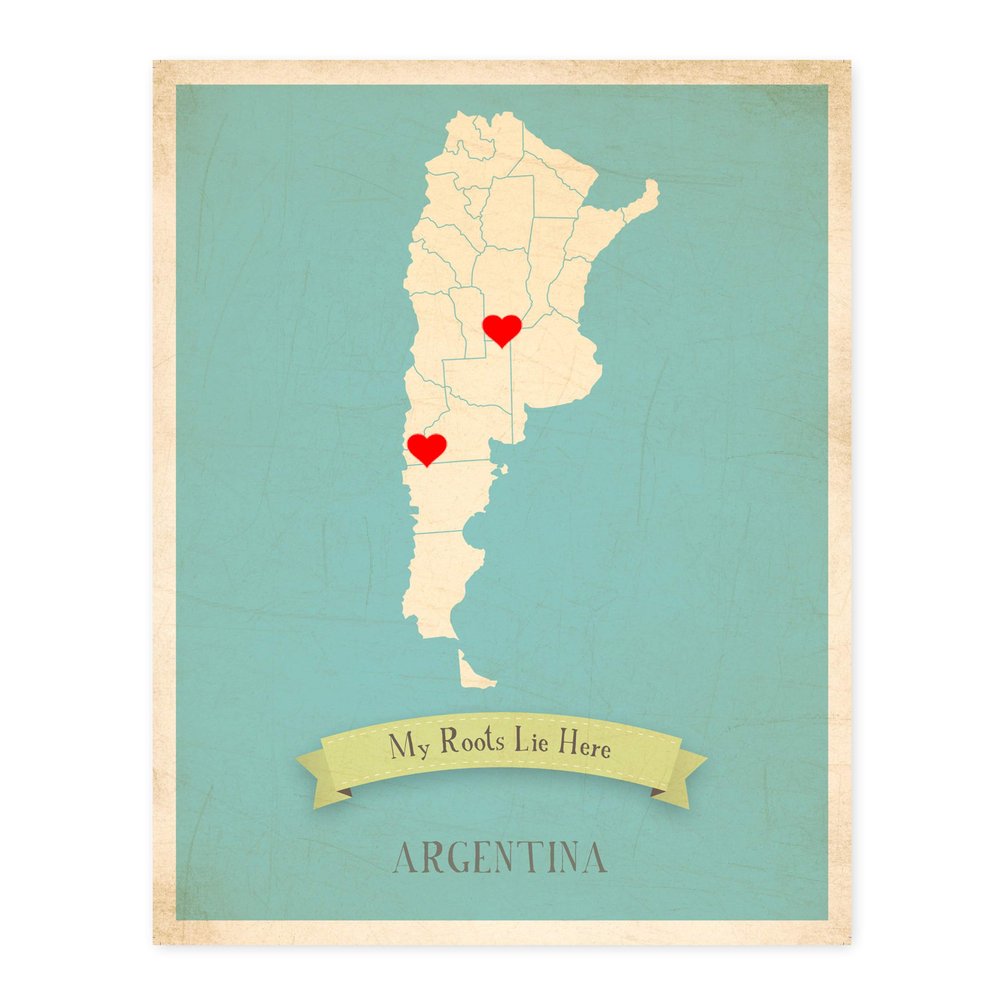 Children Inspire Design My Roots Argentina Wall Map 11x14, Kid's Argentina Map Wall Art, Wall Art Print, Nursery Decor, Nursery Wall Art