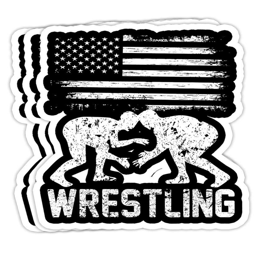 Chilli Purple American Flag Wrestling USA Flag Wrestling Gift Decorations - 4x3 Vinyl Stickers, Laptop Decal, Water Bottle Sticker (Set of 3)