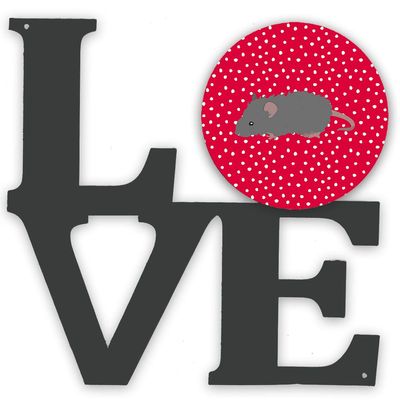 Caroline's Treasures CK5447WALV Australian Long Coated Mouse Love Metal Wall Artwork Love, Red Indoor Outdoor Art Decor Patio, Bathroom, Kitchen Colorful Aluminum and Black Steel Sculpture