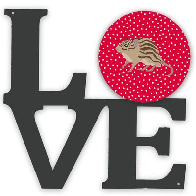 Caroline's Treasures CK5455WALV Zebra Mouse Love Metal Wall Artwork Love, Red Indoor Outdoor Art Decor Patio, Bathroom, Kitchen Colorful Aluminum and Black Steel Sculpture