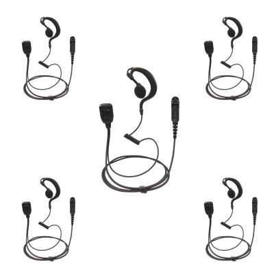 [5-Pack] ProMaxPower 1.5-Wire G-Shape Swivel Earpiece with PTT Mic Compatible with Motorola Two-Way Radios XPR3000, XPR3300e, XPR3500e, DP2600, DEP550, MTP3550, XiR-E8600, XiR-P6628