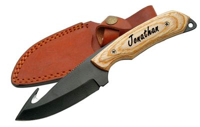 GIFTS INFINITY Customized Engraved 6" FULL TANG GUTHOOK KNIFE WITH PAKKA WOOD HANDLE - Groomsmen Wedding Party Monogrammed (DH-8007)