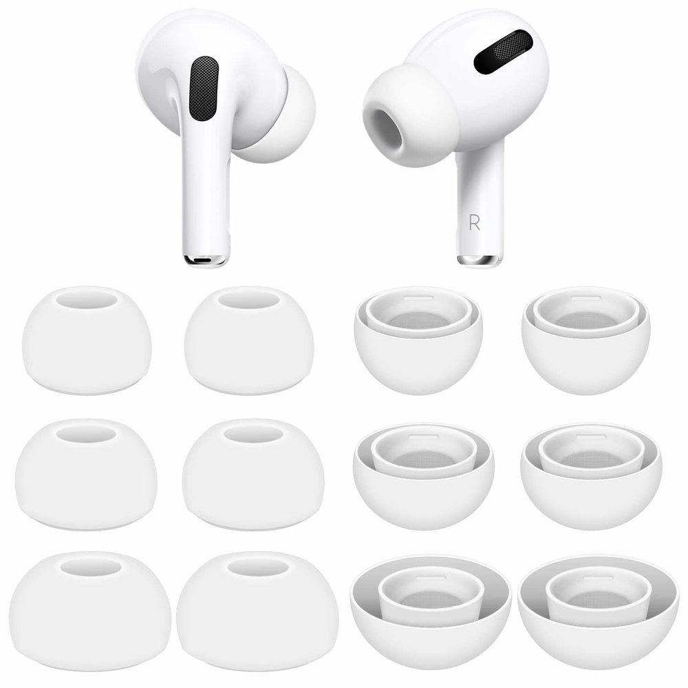 6 Pairs Compatible with AirPods Pro and Pro 2 Ear Tips Buds, Small Medium Large 3 Size Silicone Rubber Eartips Earbuds Gel Cover Accessories Compatible with AirPods Pro 2 and Pro - S/M/L White
