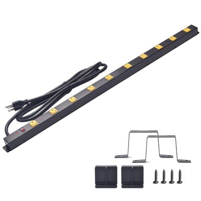 10-Outlet Heavy Duty Power Strip Surge Protector Metal Long Extension Cord 6-Foot, SGS Certified,Black(1000J)