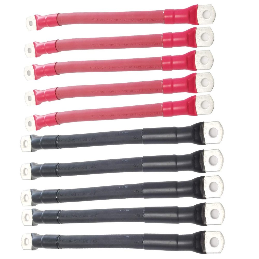 AC/DC WIRE AND SUPPLY 4/0 Solar Battery Cables 5 RED/5 Black 4/0 24" EA Sealed Wind,RV, Inverter USA