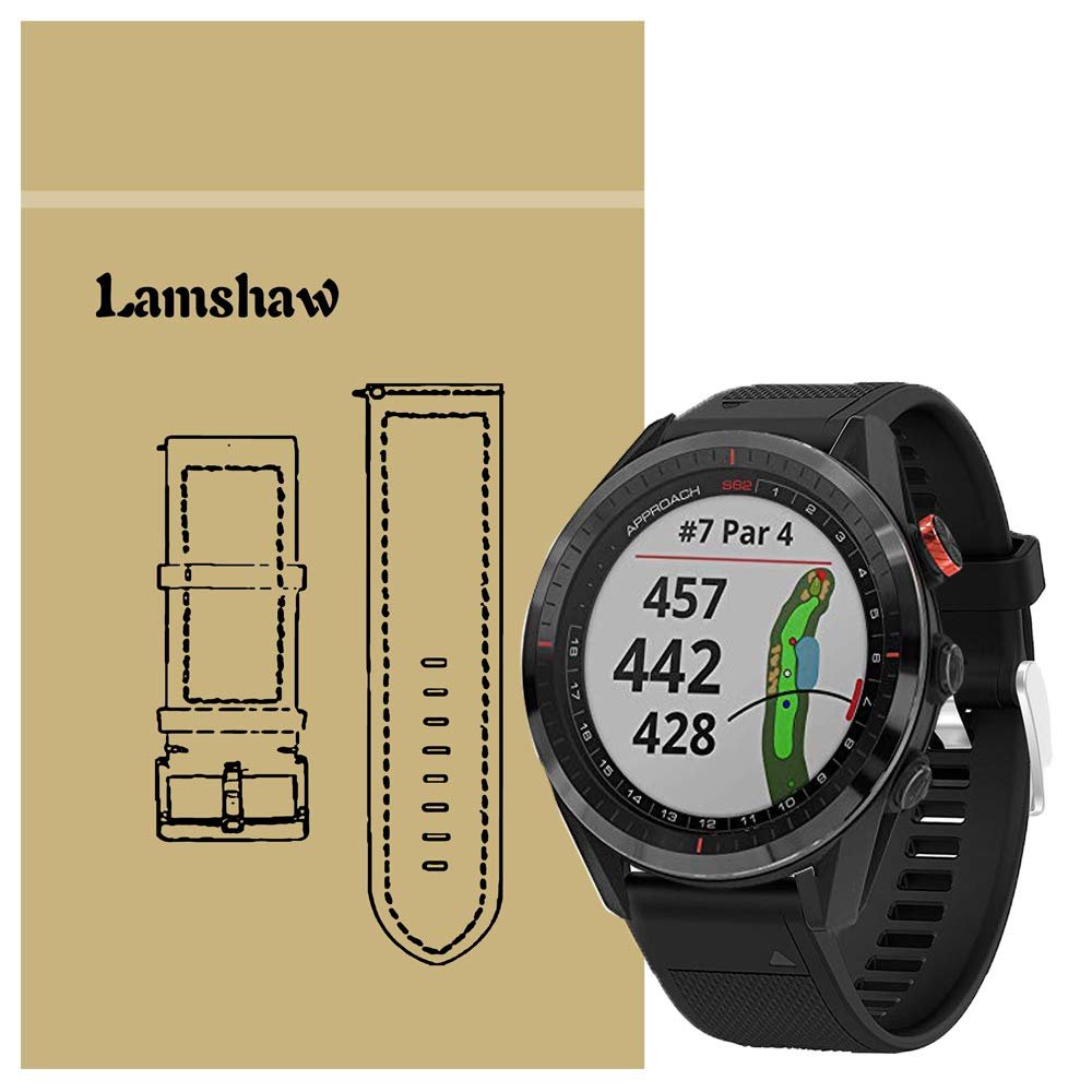 200Pcs Compatible for Garmin Approach S62 Band, Blueshaw Classic Soft Silicone Replacement Watch Band Straps for Garmin Approach S62 Watch (Black)