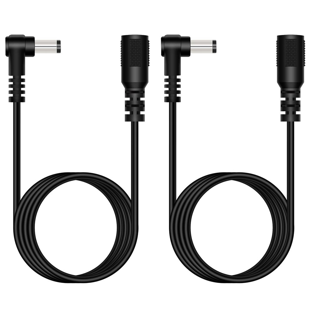 DC Power Extension Cable, 5.5mm x 2.1mm Extension Cord, 2-Pack 6FT 90 Degree Right Angle Male to Female Plug Jack Power Supply Adapter Cable for CCTV Surveillance Security Camera Monitor LED Strip