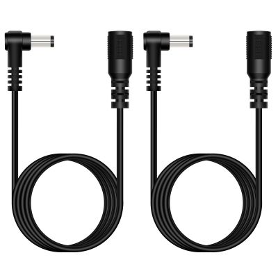 DC Power Extension Cable, 5.5mm x 2.5mm Extension Cord, 2-Pack 6FT 90 Degree Right Angle Male to Female Plug Jack Power Supply Adapter Cable for CCTV Surveillance Security Camera LED Strip