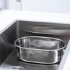 Pearl Metal HB-4147 At Aqua Slim Oval Washtub, 13.4 x 9.1 inches (34 x 23 cm), Stainless Steel, Silver view 4