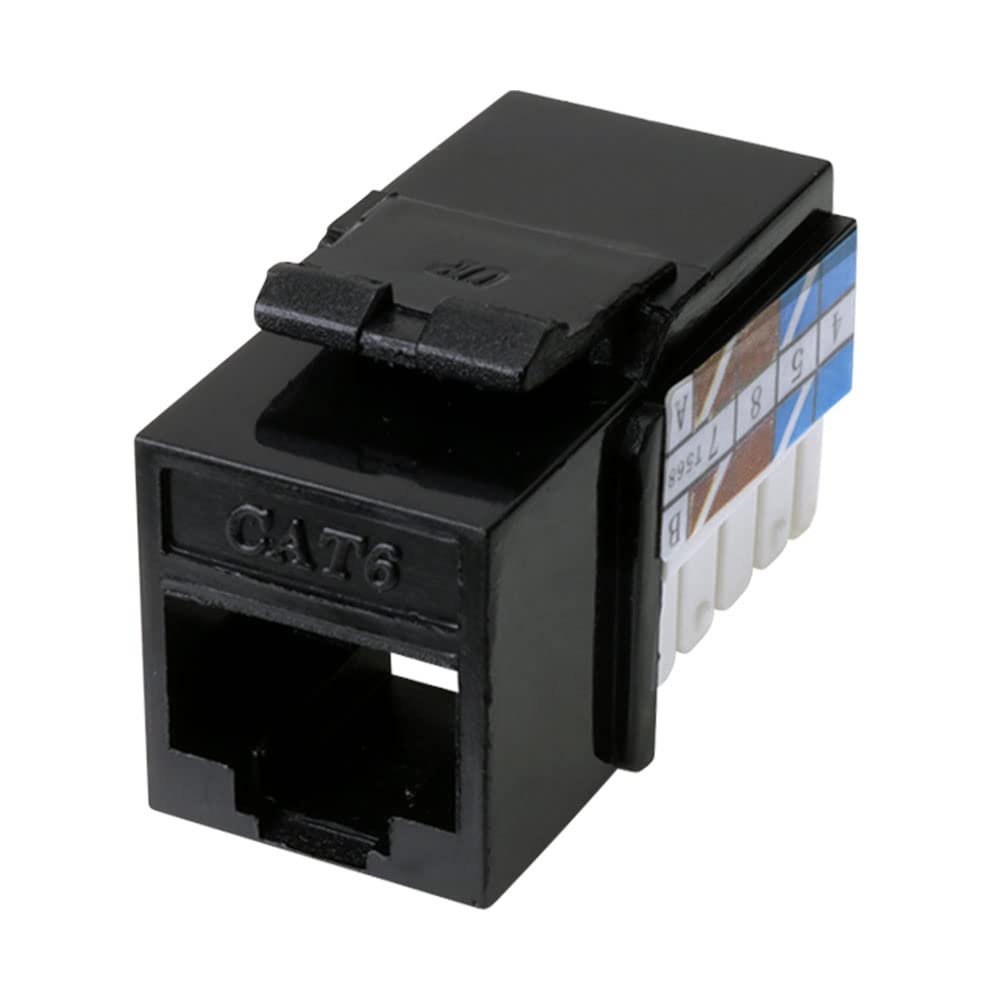 Cat6 Keystone Jack, 10-Pack, Black