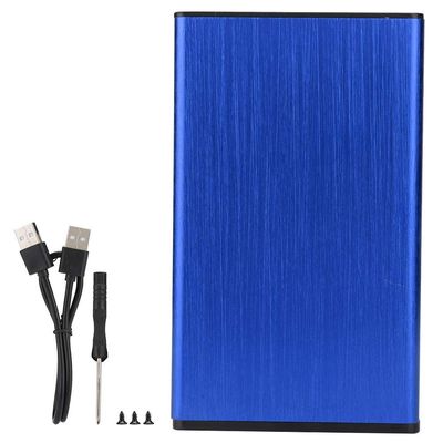 2.5inch USB2.0 ,External Mobile Hard Disk Case Box,Aluminum Alloy Brushed Fit for 2TB SSD,Plug-and-Play, with LED Indicator(Blue )