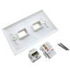 CAT.6 RJ45 Ethernet Wall Plate, OZXNO 1-Pack Cat6 Network Keystone Jack Inline Coupler Faceplate with RJ45 Module Connector Compatible with Cat7/6/6e/5/5e Devices (2 Port) view 2