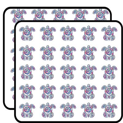 Sea Turtle Version 2 Coral Reef Vinyl Stickers 1" Each 50 Pack Stickers Durable and Waterproof for Laptops, Cars, Phones