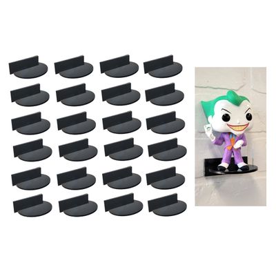 Black Plexiglass Wall Stand, Stick On, Single Shelf No Nails or Screws, 24 Pack