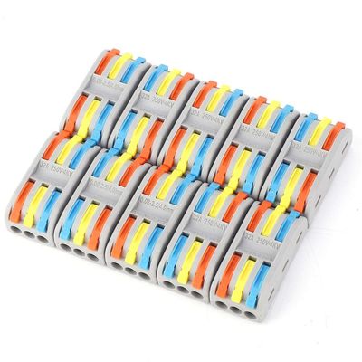 10pcs PCT3-3 Fast Wiring Connector 3-in 3-out Color Button Electrical Cable Docking Terminal 250V 4KV 32A (Colorful), Terminals