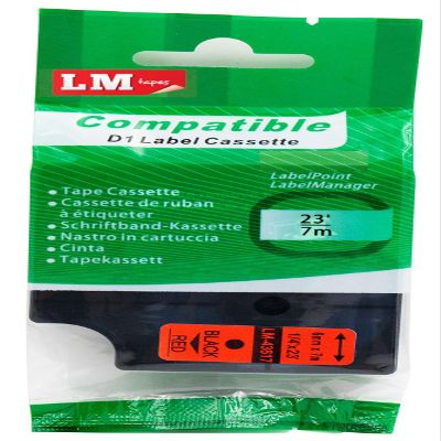 LM Tapes - Premium LM43617 1/4" Black on Red Label Maker Tape, Compatible with Dymo 43617 D1 Label Tape 6mm