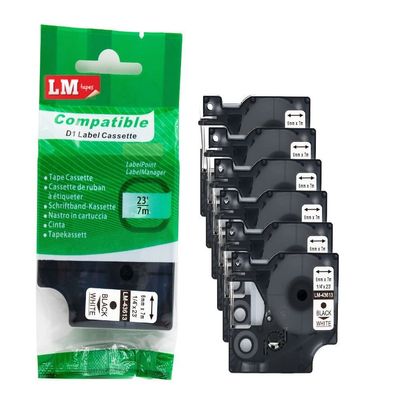 2/Pack LM Tapes - Premium LM43613 1/4" Black on White Label Maker Tape, Compatible with Dymo 43613 D1 Label Tape 6mm