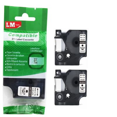 2/Pack LM Tapes - Premium LM43610 1/4" Black on Clear Label Maker Tape, Compatible with Dymo 43610 D1 Label Tape 6mm