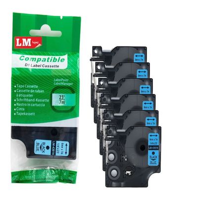 2/Pack LM Tapes - Premium LM43616 1/4" Black on Blue Label Maker Tape, Compatible with Dymo 43616 D1 Label Tape 6mm