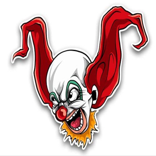 Angry Clown Horror Face Joker - 5" Vinyl Sticker - for Car Laptop I-Pad - Waterproof Decal