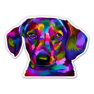 Colorful Dachshund - 8" Vinyl Sticker - for Car Laptop I-Pad - Waterproof Decal