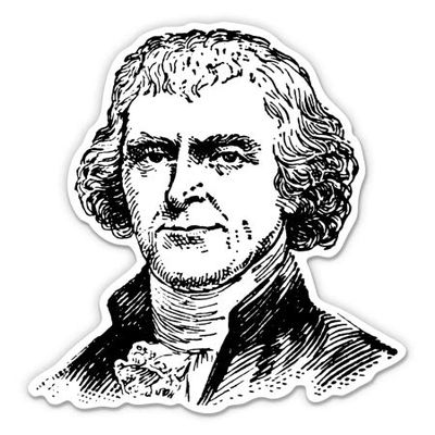Thomas Jefferson - 3" Vinyl Sticker - for Car Laptop I-Pad Phone Helmet Hard Hat - Waterproof Decal