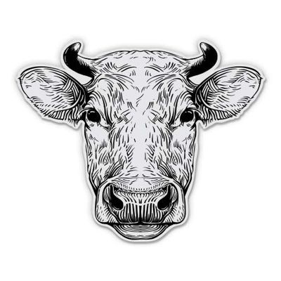 Cow Farm Farmer Moo - 3" Vinyl Sticker - for Car Laptop I-Pad Phone Helmet Hard Hat - Waterproof Decal
