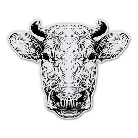 Cow Farm Farmer Moo - 3" Vinyl Sticker - for Car Laptop I-Pad Phone Helmet Hard Hat - Waterproof Decal