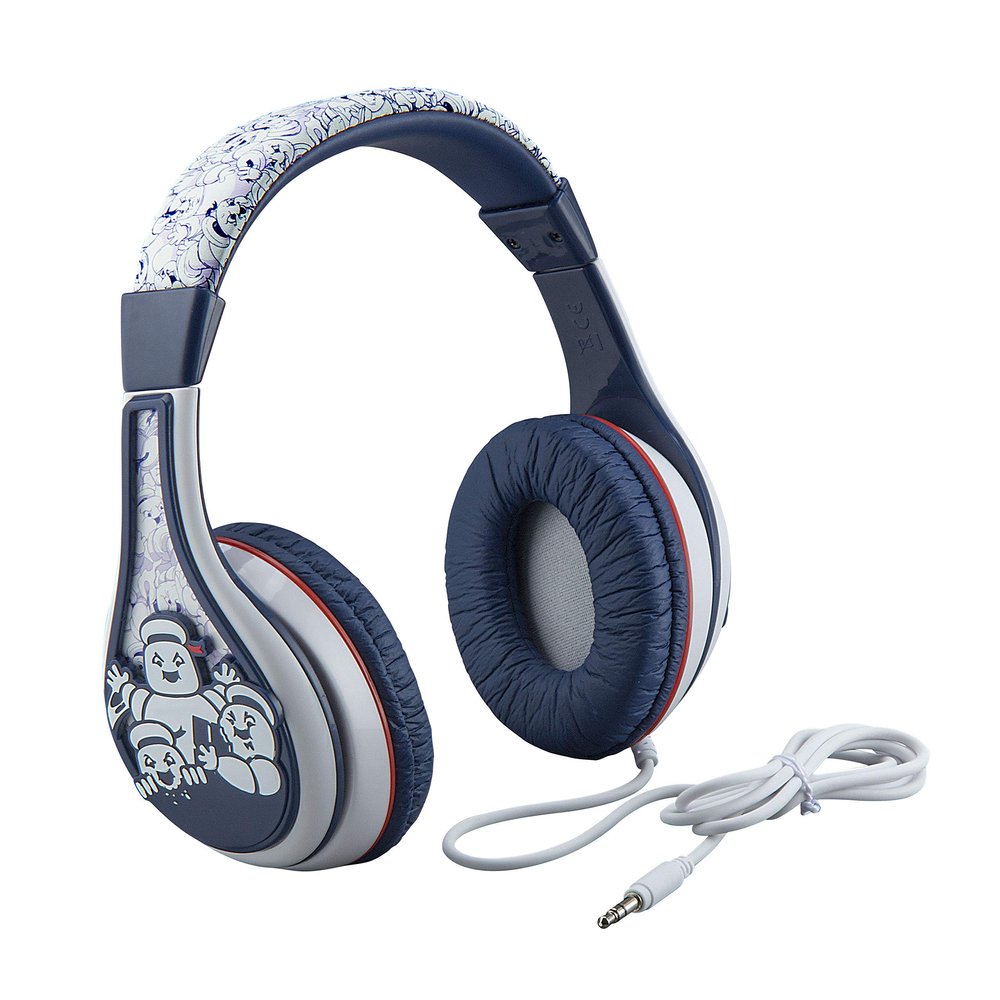 eKids Ghostbusters Kids Headphones, Adjustable Headband, Stereo Sound, 3.5Mm Jack, Wired Headphones for Kids, Tangle-Free, Volume Control, for Fans of Ghostbusters Merchandise