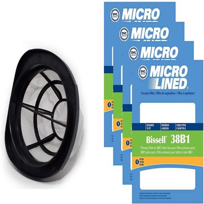 DVC Micro-Lined Replacement Filters for Bissell 203-7424 3 in 1 Stick Vac - 4 Filters