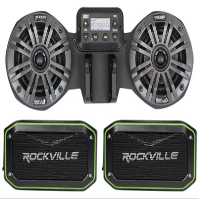 Front Fairing 4" Speakers+Receiver for CAN-AM Ryker+(2) TWS Rockville Speakers