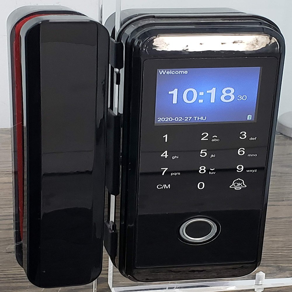 Ideal No-Drilling Fingerprint Lock Smart Keyless Entry Door Lock for Swing Glass Door Without Cutout, Biometric Lock with Finger Lock and ABS Unbreakable Body